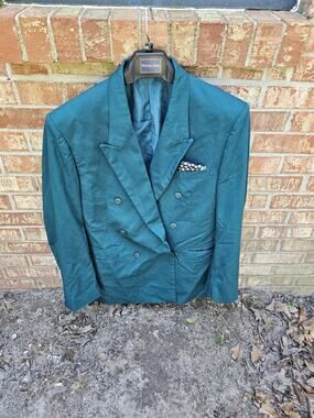 VTG Meeting Street Blazer Mens Sz 40W Double Breasted Power Suit Jacket 1980s